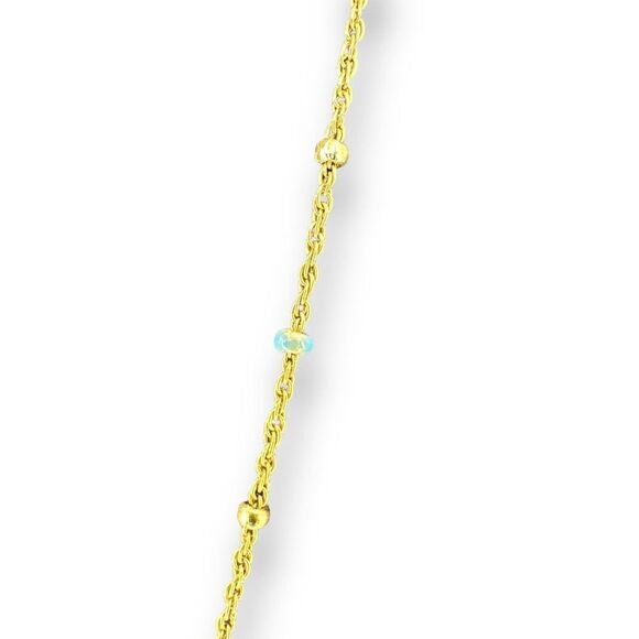 Hamsa Pendant with Evil Eye Dangle Bead Dainty Necklace Gold Plated Chain 17.5" - Picture 4 of 7